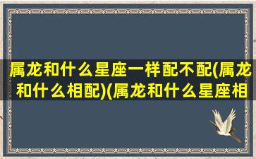 属龙和什么星座一样配不配(属龙和什么相配)(属龙和什么星座相冲)