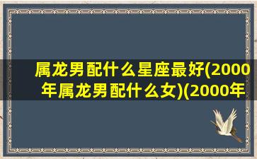 属龙男配什么星座最好(2000年属龙男配什么女)(2000年属龙男最佳婚配)