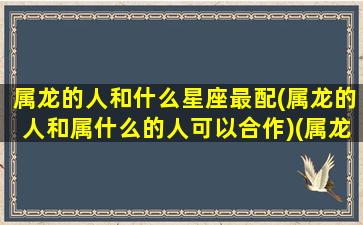 属龙的人和什么星座最配(属龙的人和属什么的人可以合作)(属龙的人和什么生肖比较配)