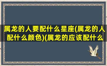 属龙的人要配什么星座(属龙的人配什么颜色)(属龙的应该配什么最合适)