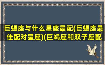 巨蝎座与什么星座最配(巨蝎座最佳配对星座)(巨蝎座和双子座配吗)