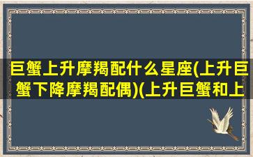 巨蟹上升摩羯配什么星座(上升巨蟹下降摩羯配偶)(上升巨蟹和上升摩羯配吗)