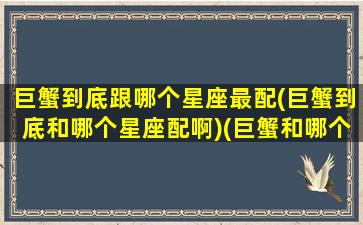 巨蟹到底跟哪个星座最配(巨蟹到底和哪个星座配啊)(巨蟹和哪个星座最配对)