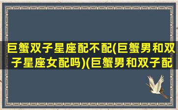 巨蟹双子星座配不配(巨蟹男和双子星座女配吗)(巨蟹男和双子配对指数)