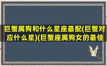 巨蟹属狗和什么星座最配(巨蟹对应什么星)(巨蟹座属狗女的最佳配偶)