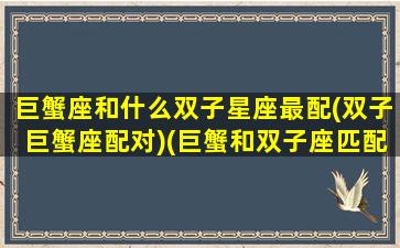 巨蟹座和什么双子星座最配(双子巨蟹座配对)(巨蟹和双子座匹配程度是多少)