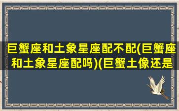 巨蟹座和土象星座配不配(巨蟹座和土象星座配吗)(巨蟹土像还是水像)