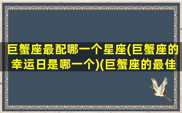 巨蟹座最配哪一个星座(巨蟹座的幸运日是哪一个)(巨蟹座的最佳匹配星座)