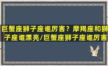 巨蟹座狮子座谁厉害？摩羯座和狮子座谁漂亮/巨蟹座狮子座谁厉害？摩羯座和狮子座谁漂亮-我的网站