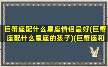 巨蟹座配什么星座情侣最好(巨蟹座配什么星座的孩子)(巨蟹座和谁最配做情侣)