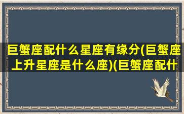 巨蟹座配什么星座有缘分(巨蟹座上升星座是什么座)(巨蟹座配什么星座呀)