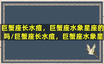 巨蟹座长水痘，巨蟹座水象星座的吗/巨蟹座长水痘，巨蟹座水象星座的吗-我的网站