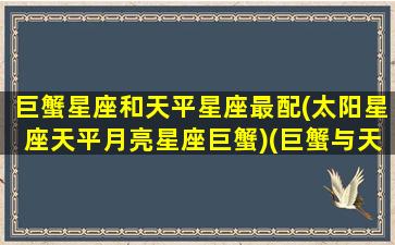 巨蟹星座和天平星座最配(太阳星座天平月亮星座巨蟹)(巨蟹与天平的爱情)