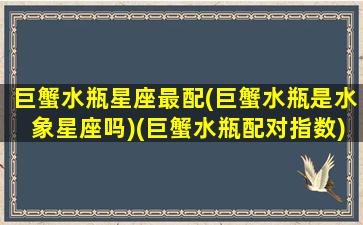 巨蟹水瓶星座最配(巨蟹水瓶是水象星座吗)(巨蟹水瓶配对指数)