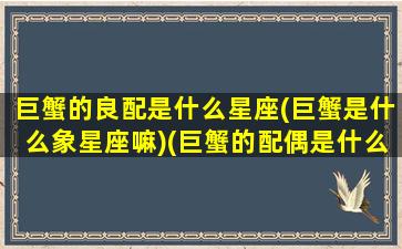 巨蟹的良配是什么星座(巨蟹是什么象星座嘛)(巨蟹的配偶是什么星座)