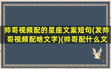 帅哥视频配的星座文案短句(发帅哥视频配啥文字)(帅哥配什么文案)