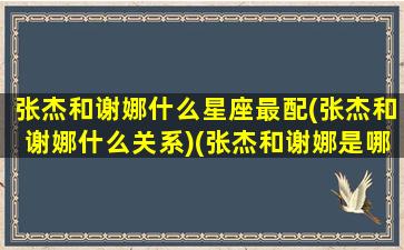 张杰和谢娜什么星座最配(张杰和谢娜什么关系)(张杰和谢娜是哪一年在一起的)