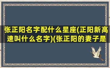 张正阳名字配什么星座(正阳新高速叫什么名字)(张正阳的妻子是谁)