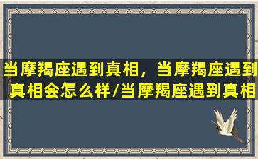 当摩羯座遇到真相，当摩羯座遇到真相会怎么样/当摩羯座遇到真相，当摩羯座遇到真相会怎么样-我的网站