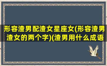 形容渣男配渣女星座女(形容渣男渣女的两个字)(渣男用什么成语形容)