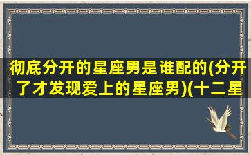 彻底分开的星座男是谁配的(分开了才发现爱上的星座男)(十二星座男分手后还爱你的表现)