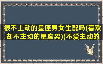 很不主动的星座男女生配吗(喜欢却不主动的星座男)(不爱主动的星座女)