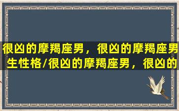 很凶的摩羯座男，很凶的摩羯座男生性格/很凶的摩羯座男，很凶的摩羯座男生性格-我的网站