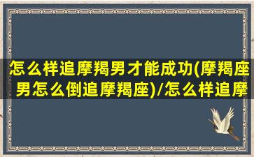 怎么样追摩羯男才能成功(摩羯座男怎么倒追摩羯座)/怎么样追摩羯男才能成功(摩羯座男怎么倒追摩羯座)-我的网站