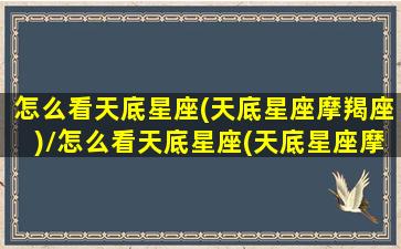 怎么看天底星座(天底星座摩羯座)/怎么看天底星座(天底星座摩羯座)-我的网站