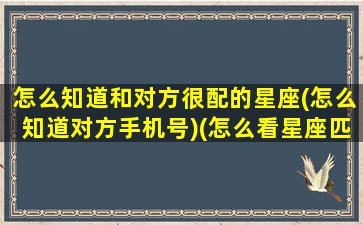 怎么知道和对方很配的星座(怎么知道对方手机号)(怎么看星座匹配度)