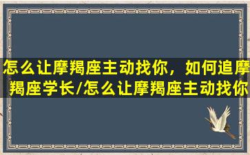 怎么让摩羯座主动找你，如何追摩羯座学长/怎么让摩羯座主动找你，如何追摩羯座学长-我的网站