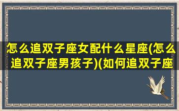 怎么追双子座女配什么星座(怎么追双子座男孩子)(如何追双子座女孩子的技巧和方法)