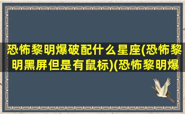 恐怖黎明爆破配什么星座(恐怖黎明黑屏但是有鼠标)(恐怖黎明爆破者星座怎么加点)