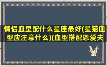 情侣血型配什么星座最好(星猫血型应注意什么)(血型搭配恩爱夫妻)