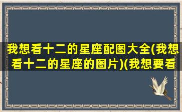 我想看十二的星座配图大全(我想看十二的星座的图片)(我想要看看十二星座是什么样子)