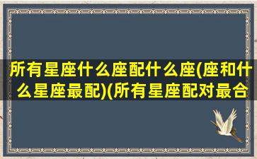 所有星座什么座配什么座(座和什么星座最配)(所有星座配对最合适的)