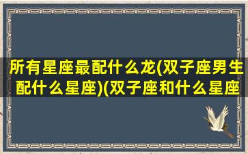 所有星座最配什么龙(双子座男生配什么星座)(双子座和什么星座的男生最配对)