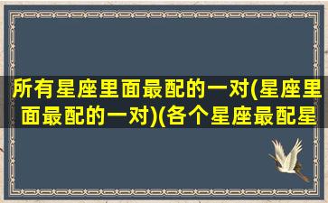 所有星座里面最配的一对(星座里面最配的一对)(各个星座最配星座)