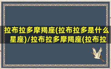 拉布拉多摩羯座(拉布拉多是什么星座)/拉布拉多摩羯座(拉布拉多是什么星座)-我的网站