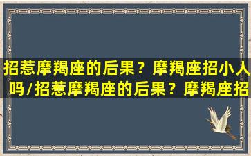 招惹摩羯座的后果？摩羯座招小人吗/招惹摩羯座的后果？摩羯座招小人吗-我的网站