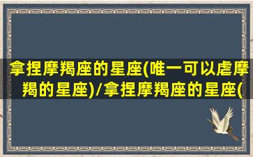 拿捏摩羯座的星座(唯一可以虐摩羯的星座)/拿捏摩羯座的星座(唯一可以虐摩羯的星座)-我的网站