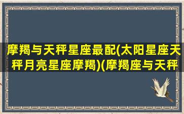 摩羯与天秤星座最配(太阳星座天秤月亮星座摩羯)(摩羯座与天秤座的契合度)