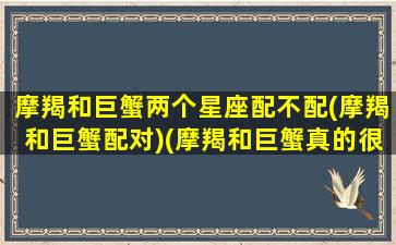 摩羯和巨蟹两个星座配不配(摩羯和巨蟹配对)(摩羯和巨蟹真的很配)