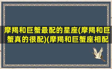 摩羯和巨蟹最配的星座(摩羯和巨蟹真的很配)(摩羯和巨蟹座相配是多少指数)