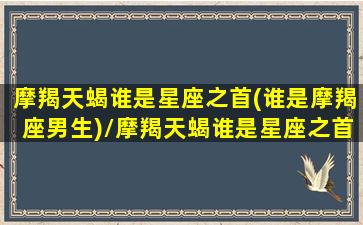 摩羯天蝎谁是星座之首(谁是摩羯座男生)/摩羯天蝎谁是星座之首(谁是摩羯座男生)-我的网站