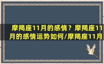 摩羯座11月的感情？摩羯座11月的感情运势如何/摩羯座11月的感情？摩羯座11月的感情运势如何-我的网站