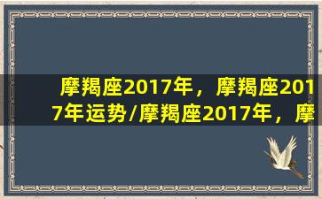 摩羯座2017年，摩羯座2017年运势/摩羯座2017年，摩羯座2017年运势-我的网站