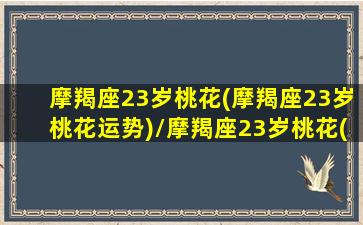 摩羯座23岁桃花(摩羯座23岁桃花运势)/摩羯座23岁桃花(摩羯座23岁桃花运势)-我的网站