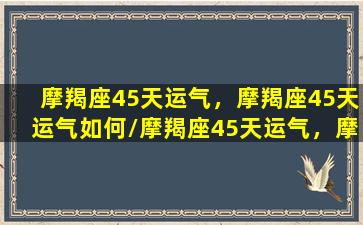 摩羯座45天运气，摩羯座45天运气如何/摩羯座45天运气，摩羯座45天运气如何-我的网站