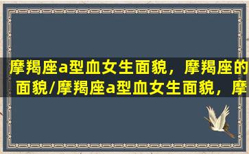 摩羯座a型血女生面貌，摩羯座的面貌/摩羯座a型血女生面貌，摩羯座的面貌-我的网站